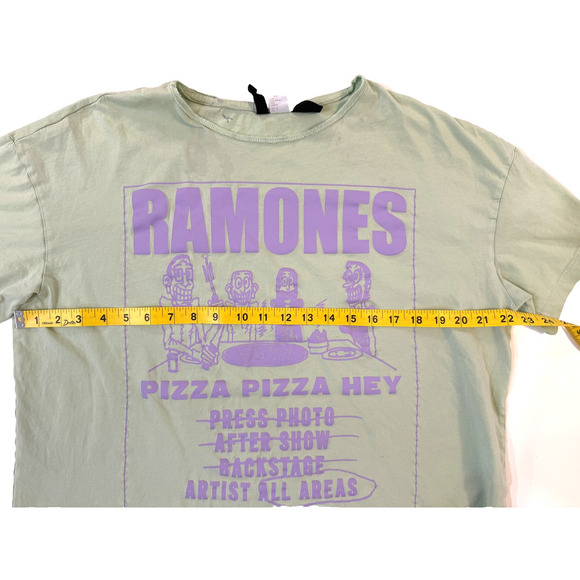Ramones Shirt Women Large Green Italian Tour 1992 Band Tee Punk Rock H&M Divided - Picture 2 of 6